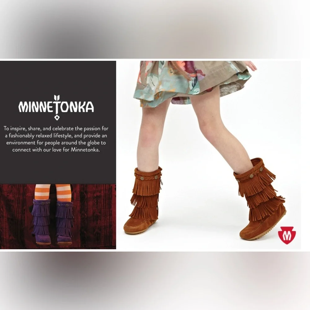MINNETONKA 3 Layer Fringe Boot in Black